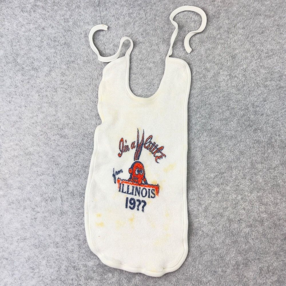 Illinois Chief Vintage Bib Baby Im a Little Chief from Illinois 19?? STAINED